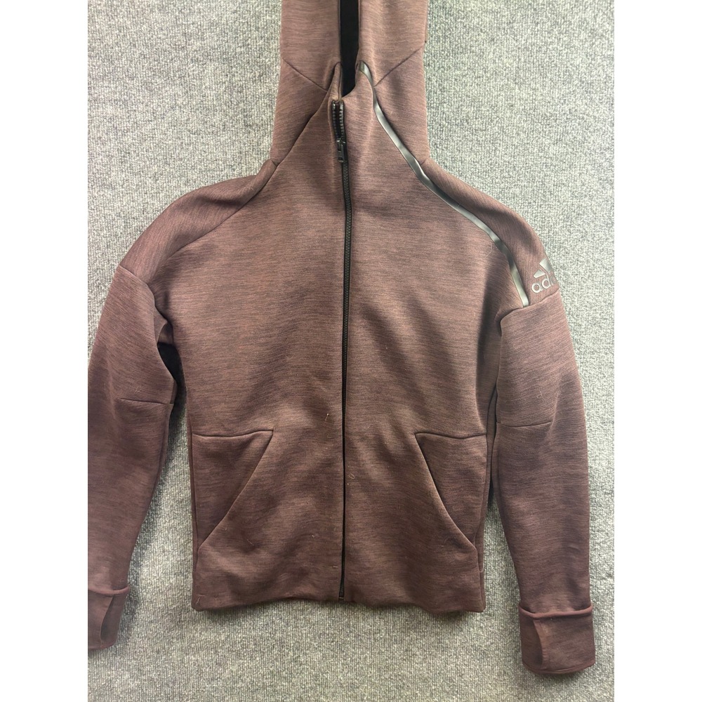 Adidas Z.N.E. Full Zip Hoodie Womens Small Maroon Heathered Athletic Jacket